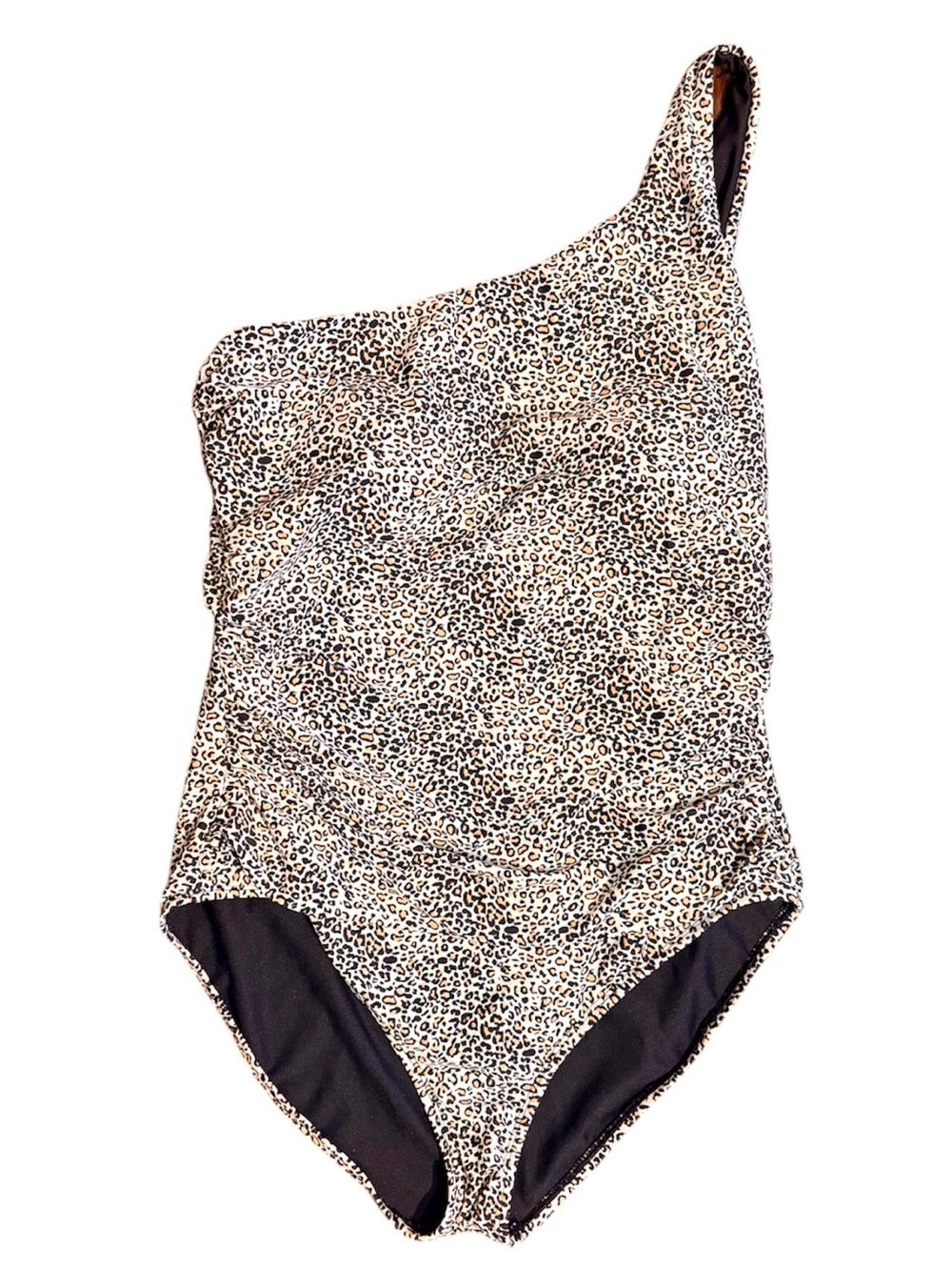 One shoulder lined European swimsuit cheetah print Size 16